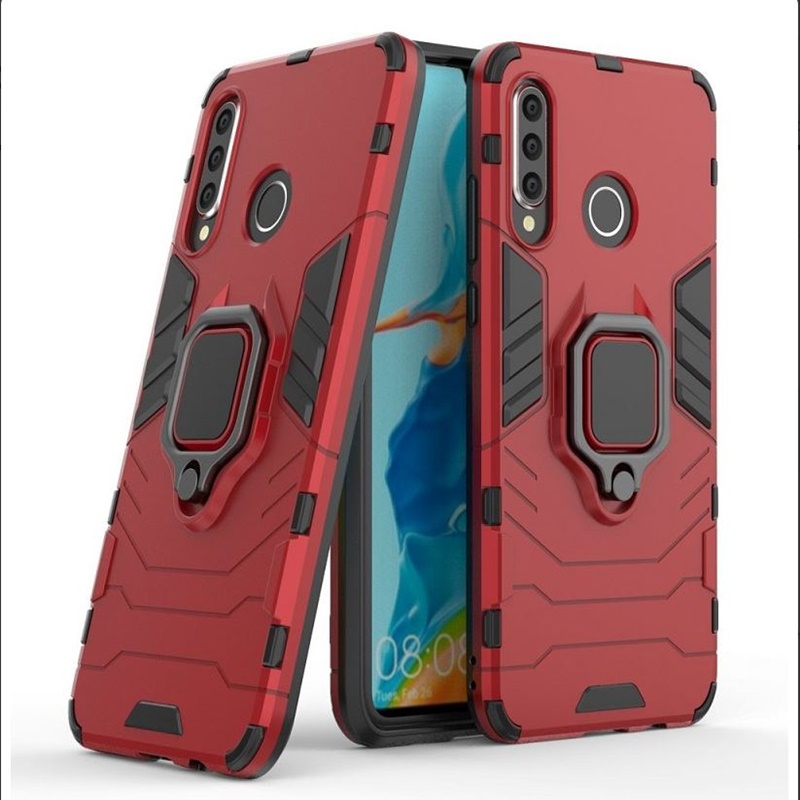 Huawei P30 Lite Case Black Heavy Duty Ring Armor