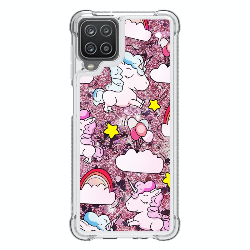 Samsung Galaxy A12 Glitter Liquid Case - Unicorn Pink