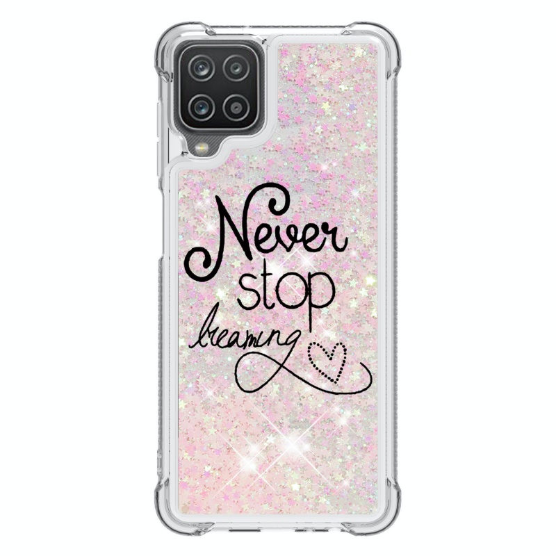 Samsung Galaxy A12 Glitter Liquid Case - Never Stop Pink