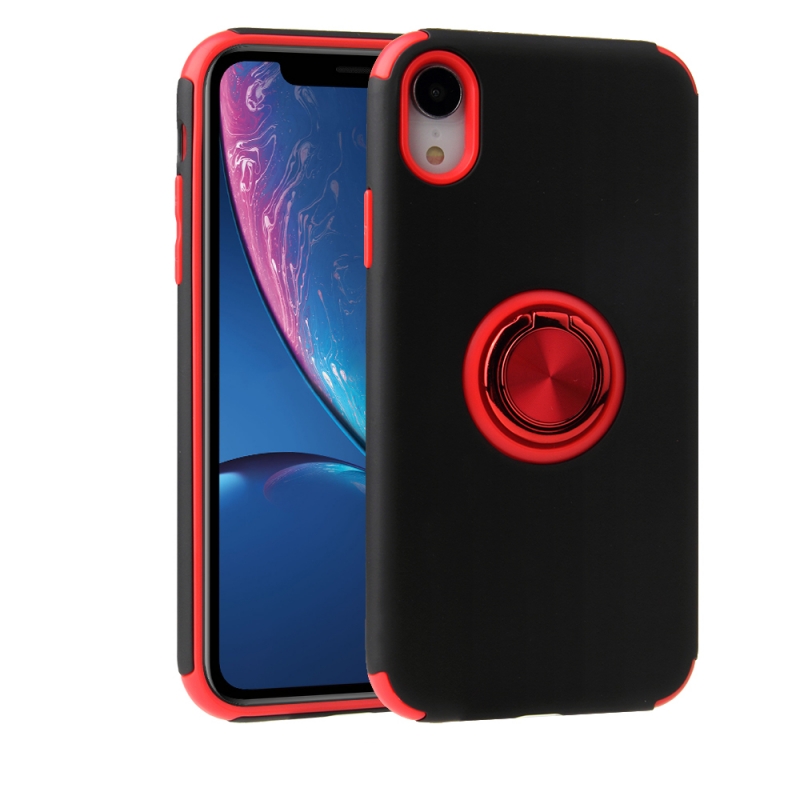 iPhone XR Magnetic Ring Holder Cover BLACK/ RED