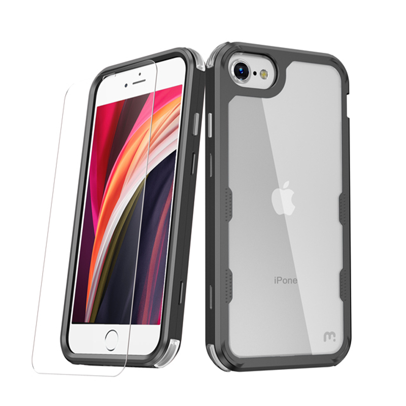 iPhone SE (2nd Gen) and iPhone 7/8 Mybat LUX SERIES CASE WITH TEMPERED GLASS Case | Black
