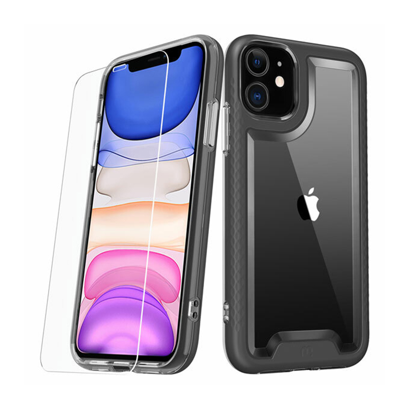 iPhone 11 Mybat Lux Series Case With Tempered Glass | Black