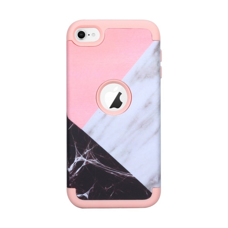 iPod Touch (5th/6th Generation) Hybrid Protector Marble Pattern Cover Pink/Black