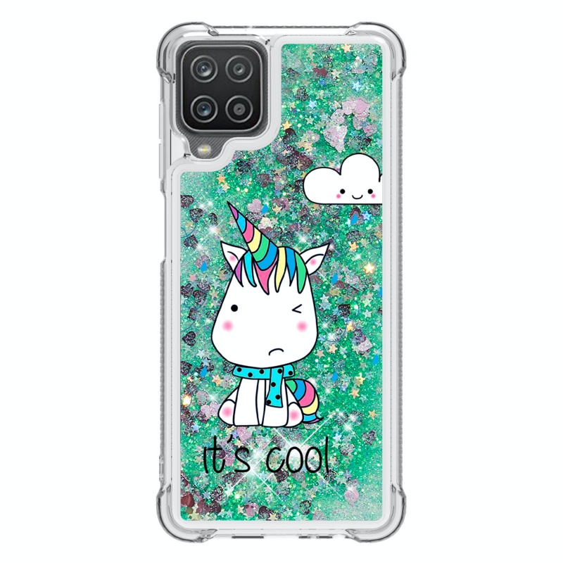 Samsung Galaxy A12 Glitter Liquid Case - Unicorn Green