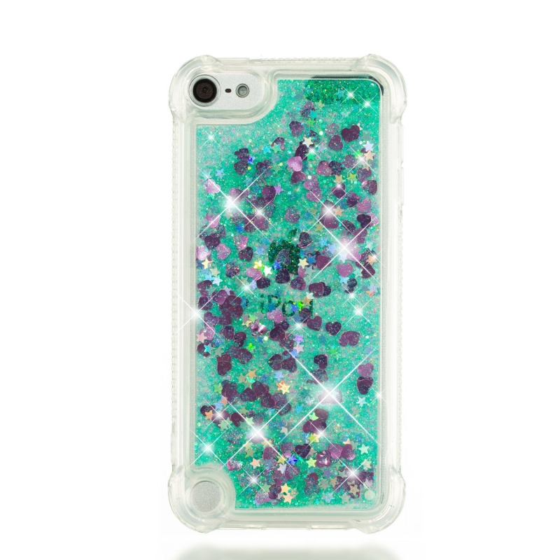 iPod Touch (5th/6th Generation) Glitter Liquid Clear Bling Case | Teal/Pink