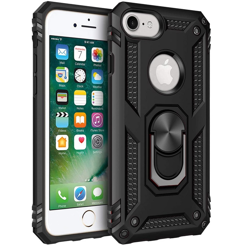 iPhone SE 2nd Gen and iPhone 6 7 8 Ring Armor Cover Black