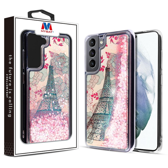 Samsung Galaxy S21FE MyBat Pro Series Case| Eiffel Tower Pink Hearts