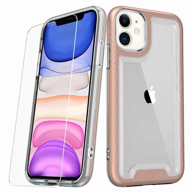 iPhone 11 Mybat Lux Series Case With Tempered Glass | Rosegold