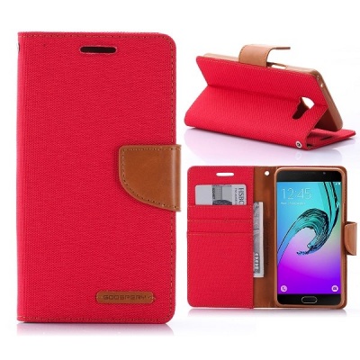 Samsung Galaxy A5(2016) Canvas Wallet Case  Red