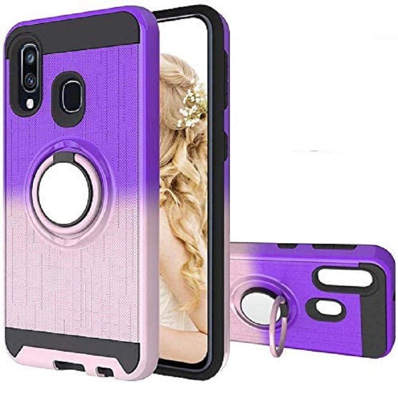 Huawei P Smart 2019 Multi Color Ring Armor Cover - Purple/Rosegold