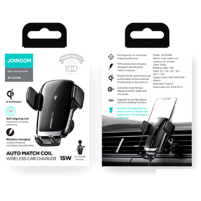 Auto Match Coil 15W Airvent Wireless Car Charging | JR-ZS248