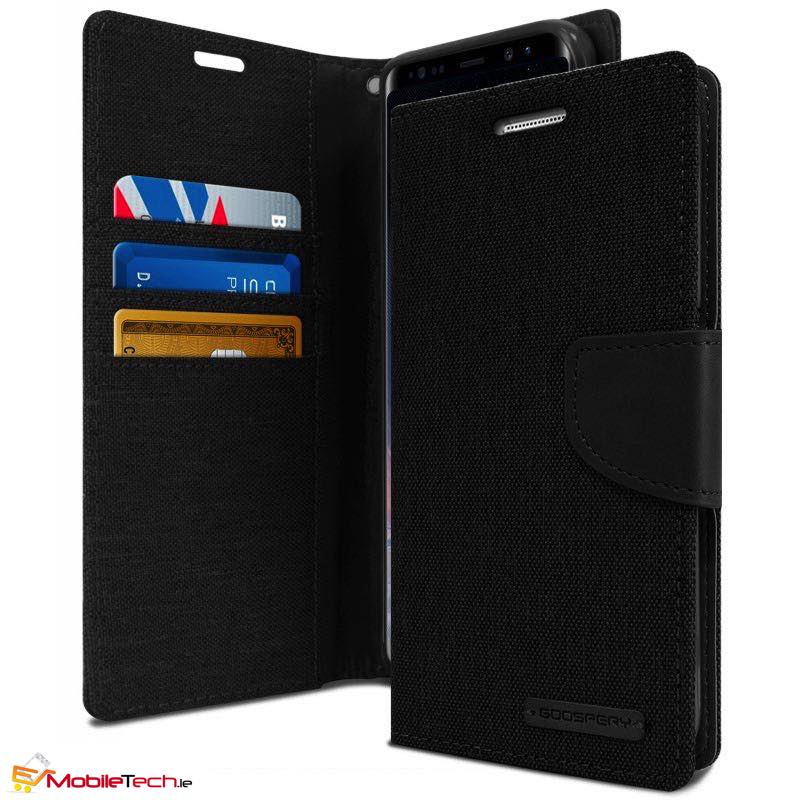 mobiletech-samsung-galaxy-a8-2018-goospery-canvas-diary-cases-cover-black