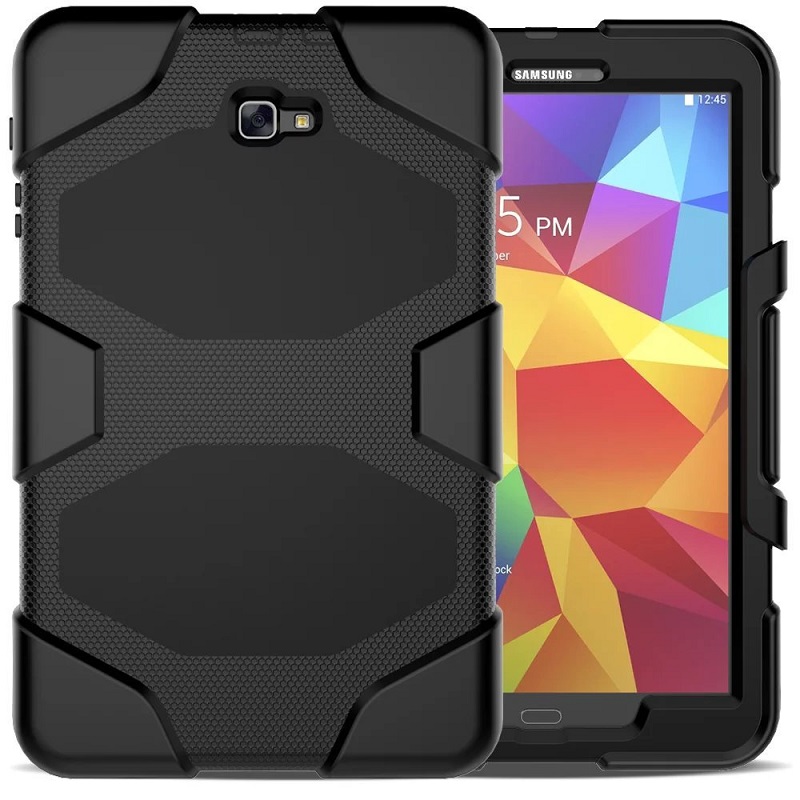 Samsung Galaxy Tab A Case T580 Heavy Duty Rugged Shockproof Drop  Protection Cover With Kickstand Black