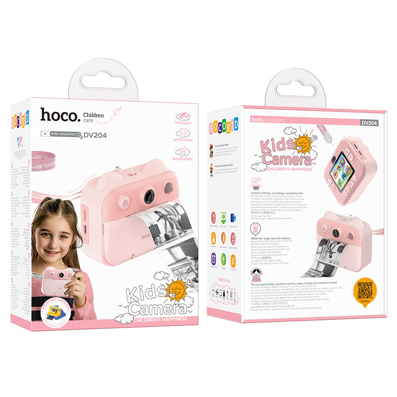 Instant Print Camera For Kids - 12MP Photos & 1080p Video - Cute Pink