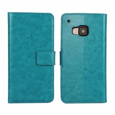 HTC One M9 PU Leather Wallet Case Blue