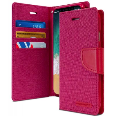 iPhone X Case Goospery Canvas Diary Case Pink