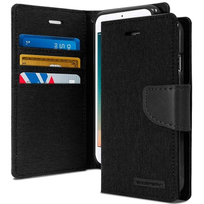 Huawei P8 Lite(2017) Canvas Wallet Case  Black