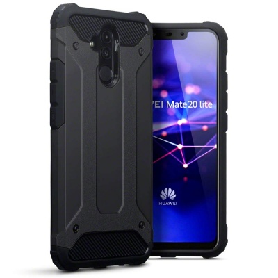 Huawei Mate 20 Lite Dual Layer Hybrid Soft TPU Shock-absorbing Protective Cover Black