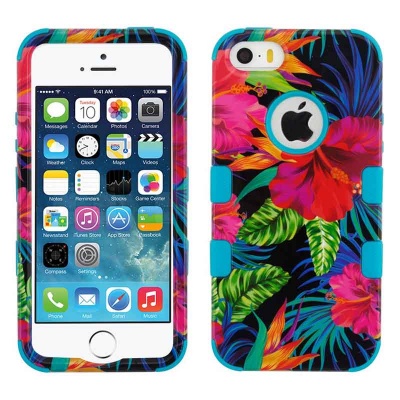 iPhone SE/5S/5 MyBat Electric Hibiscus/Tropical Teal TUFF Hybrid Phone Protector Cover