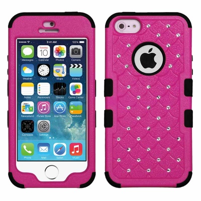 iPhone SE/5S/5 MyBat  Natural Hot Pink/Black FullStar TUFF Hybrid Protector Cover