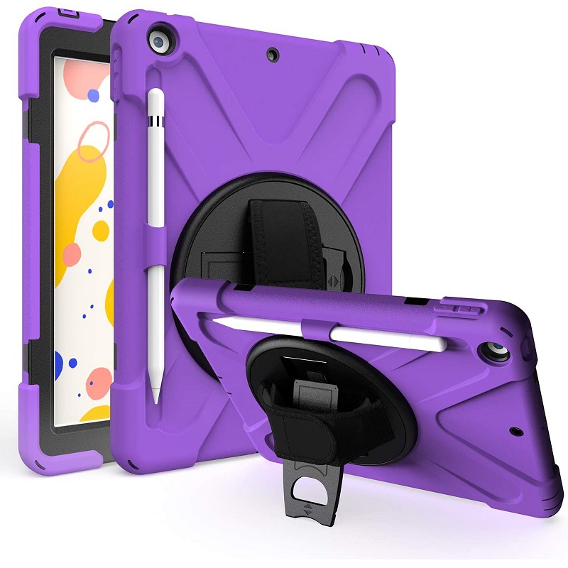iPad 10.2 Inch 2019 Shockproof Cover With Strap Holder| Purple