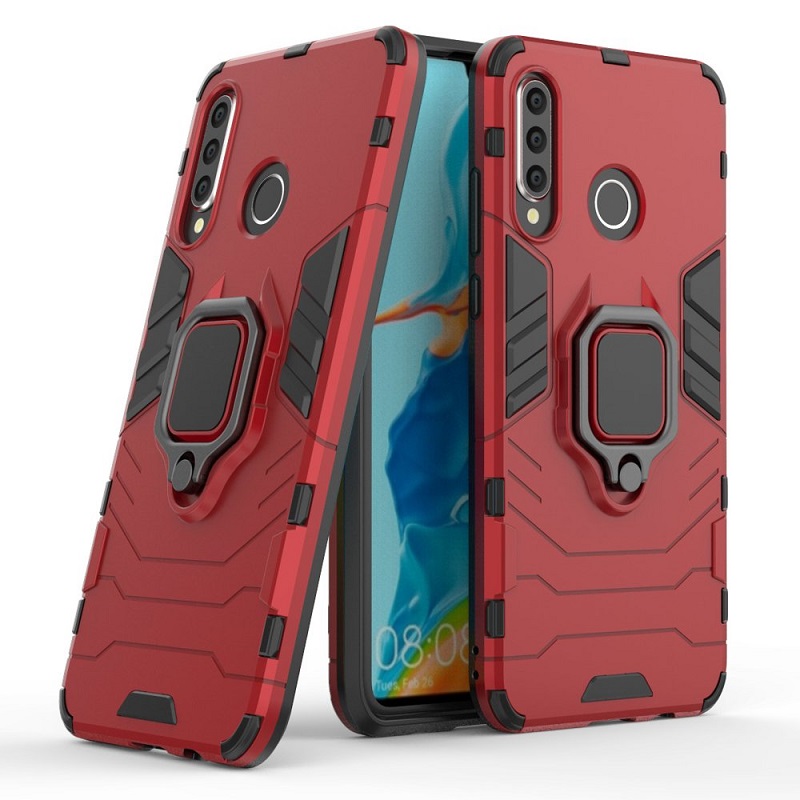 Oppo A53  Case - Red Heavy Duty Ring Armor