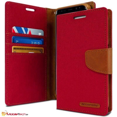 Samsung Galaxy A8(2018) Goospery Canvas Diary Case Red