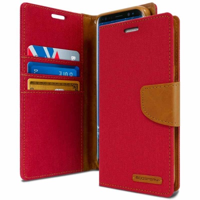 Samsung Galaxy J6 Plus 2018 Canvas Wallet Case Red