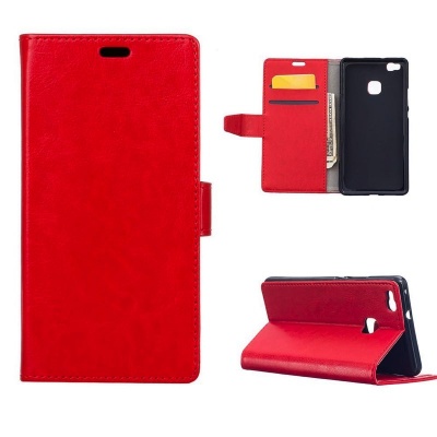 Huawei P9 Lite PU Leather Wallet Case  Red
