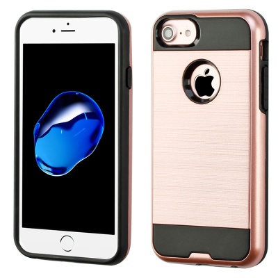 iPhone 7 / iPhone 8 Case ASMYNA Brushed Hybrid Protector- Black/RoseGold