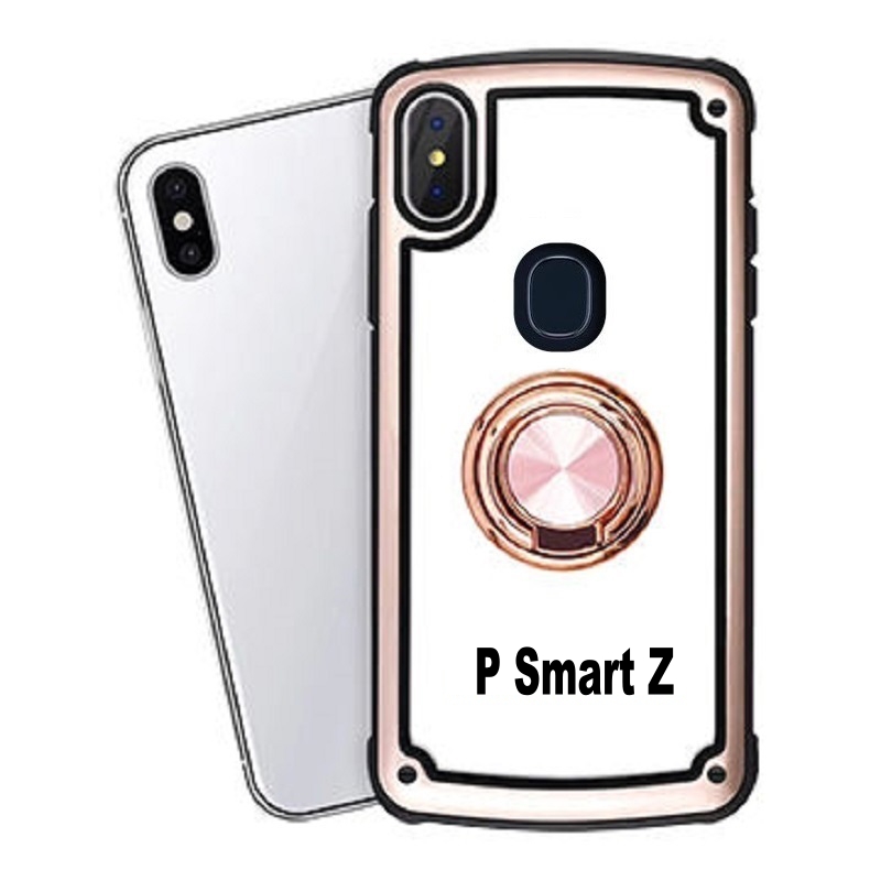 Huawei P Smart Z Clear Back Shockproof Cover With Ring Holder Rosegold