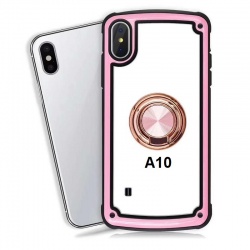 Samsung Galaxy A10 Clear Back Shockproof Cover With Ring Holder Pink