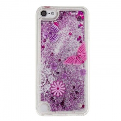 iPod Touch (5th/6th Generation) Glitter Liquid Clear Bling Case | Purple Butterfly