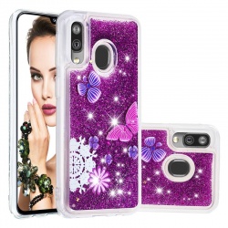Samsung Galaxy A20e Glitter Liquid Case - Butterfly
