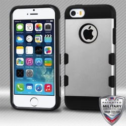 iPhone SE/5S/5 MyBat  Silver/Black Brushed TUFF Trooper Hybrid Protector Cover