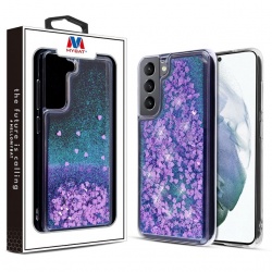 Samsung Galaxy S21FE MyBat Pro Series Case| Glitter Hearts Purple