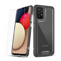Samsung Galaxy A02S Lux Series Case With Tempered Glass | Black