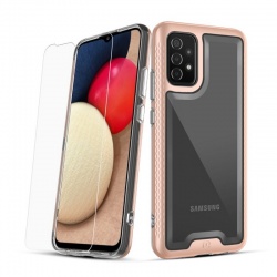 Samsung Galaxy A02S Lux Series Case With Tempered Glass | Rosegold