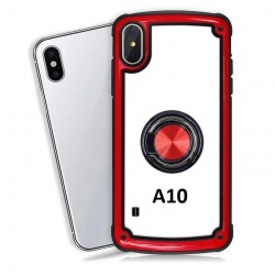 Samsung Galaxy A10 Clear Back Shockproof Cover With Ring Holder Red