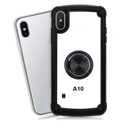 Samsung Galaxy A10 Clear Back Shockproof Cover With Ring Holder Black