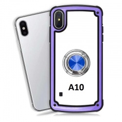 Samsung Galaxy A10 Clear Back Shockproof Cover With Ring Holder Purple