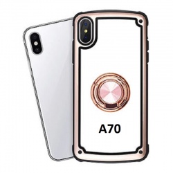 Samsung Galaxy A70 Clear Back Shockproof Cover With Ring Holder Rosegold