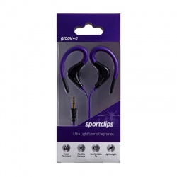 Groove Sport Clips Earphone Purple