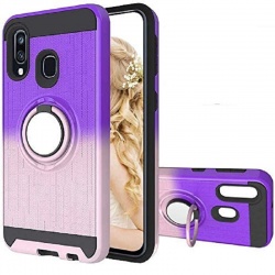 Huawei Y6 2019  Multi Color Ring Armor Cover - Purple/Rosegold
