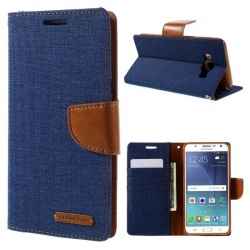 Samsung Galaxy J5(2016)  Canvas Wallet Case  Blue