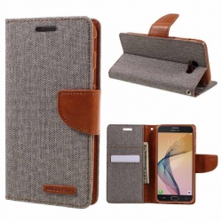 Samsung Galaxy J5(2016)  Canvas Wallet Case  Grey