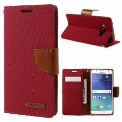 Samsung Galaxy J5(2016)  Canvas Wallet Case  Red