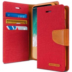 iPhone X Case Goospery Canvas Diary Case  Red