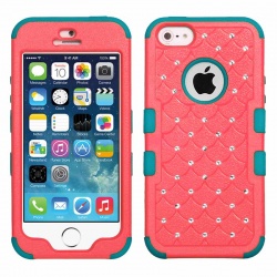 iPhone SE/5S/5 MyBat Natural Baby Red/Tropical Teal FullStar TUFF Hybrid Protector Cover