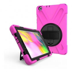 iPad 10.2 Inch 2019 Shockproof Cover With Strap Holder| Hot Pink